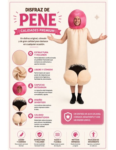 Costume Pénis Taille L | Costumes pour Adultes Le Roi du Carnaval